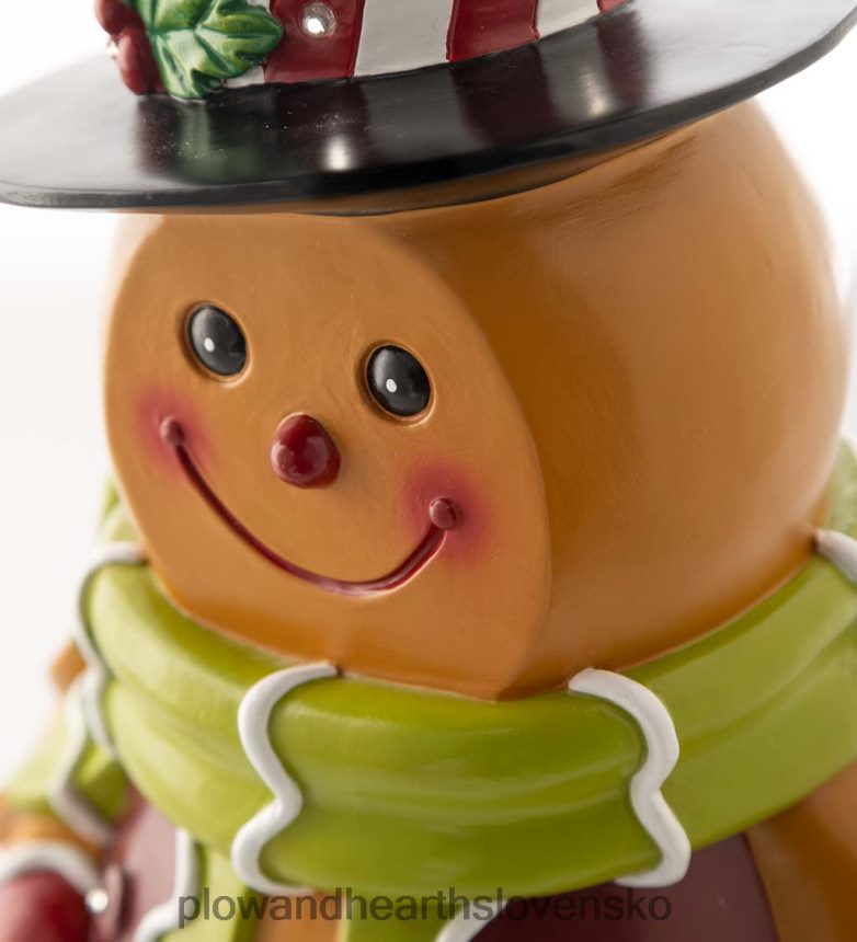 Plow & Hearth vnútorná/vonkajšia osvetlená perníková socha malého chlapca 6P208P5 dvor a záhrada