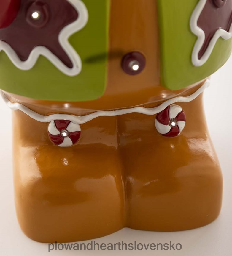 Plow & Hearth vnútorná/vonkajšia osvetlená perníková socha malého chlapca 6P208P5 dvor a záhrada