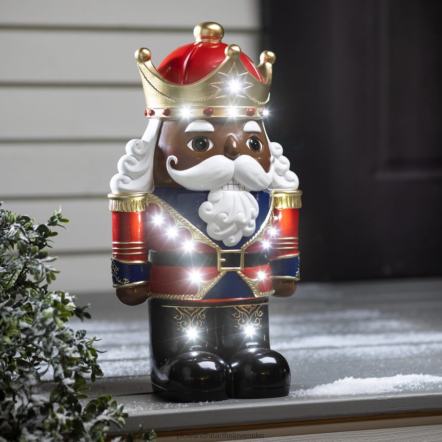 Plow & Hearth vnútorná/vonkajšia osvetlená socha luskáčika - biela 6P208P6 dvor a záhrada