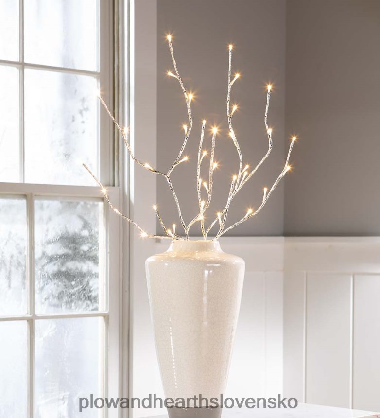 Plow & Hearth vnútorné/vonkajšie strieborné kovové vetvy s LED svetlami, sada 2 ks 6P208P21 dvor a záhrada