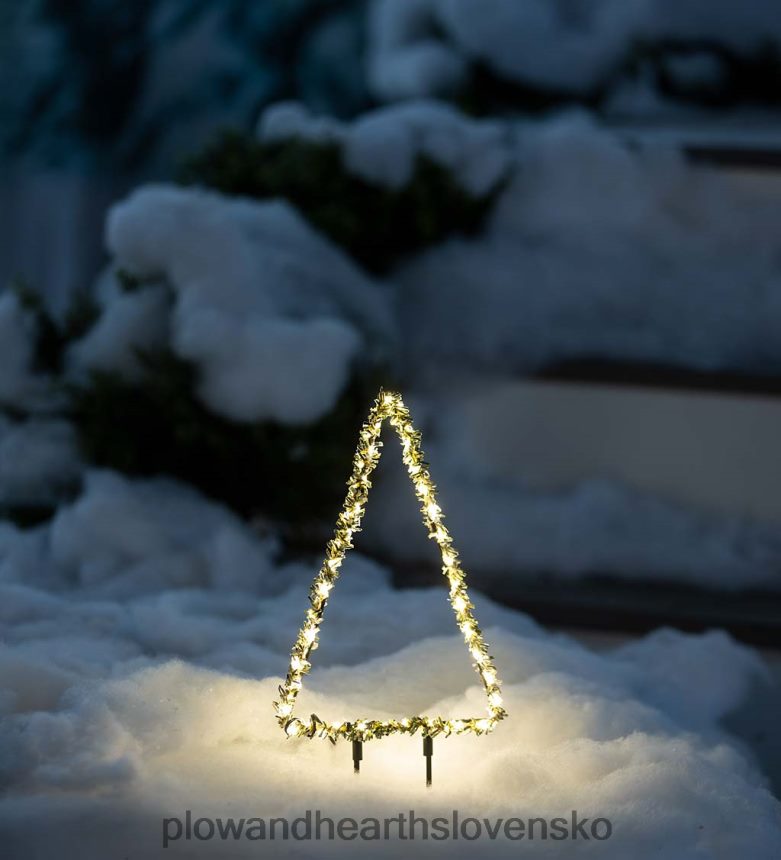 Plow & Hearth vnútorný/vonkajší osvetlený mini sviatočný strom z matnej zelene 6P208P57 dvor a záhrada