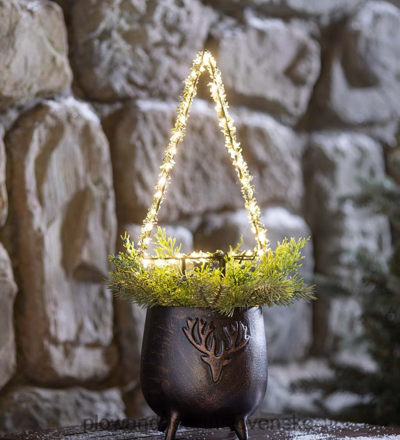 Plow & Hearth vnútorný/vonkajší osvetlený mini sviatočný strom z matnej zelene 6P208P57 dvor a záhrada