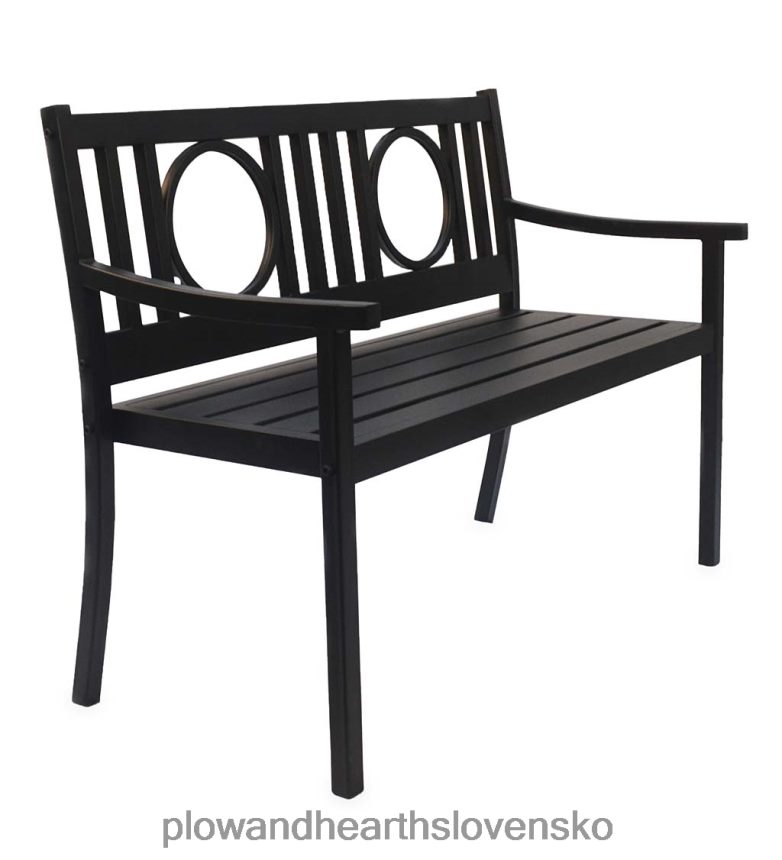 Plow & Hearth Záhradná oceľová lavica grayson - čierna 6P208P502 dvor a záhrada