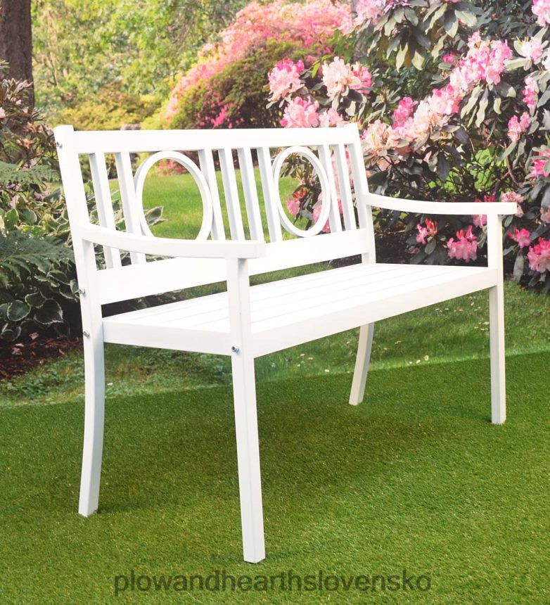 Plow & Hearth Záhradná oceľová lavica grayson - čierna 6P208P502 dvor a záhrada