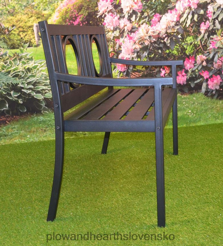 Plow & Hearth Záhradná oceľová lavica grayson - čierna 6P208P502 dvor a záhrada