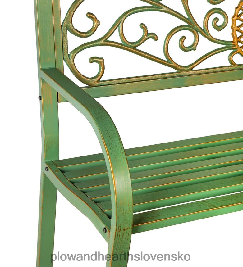 Plow & Hearth ananásová kovová záhradná lavička - medenka 6P208P501 dvor a záhrada