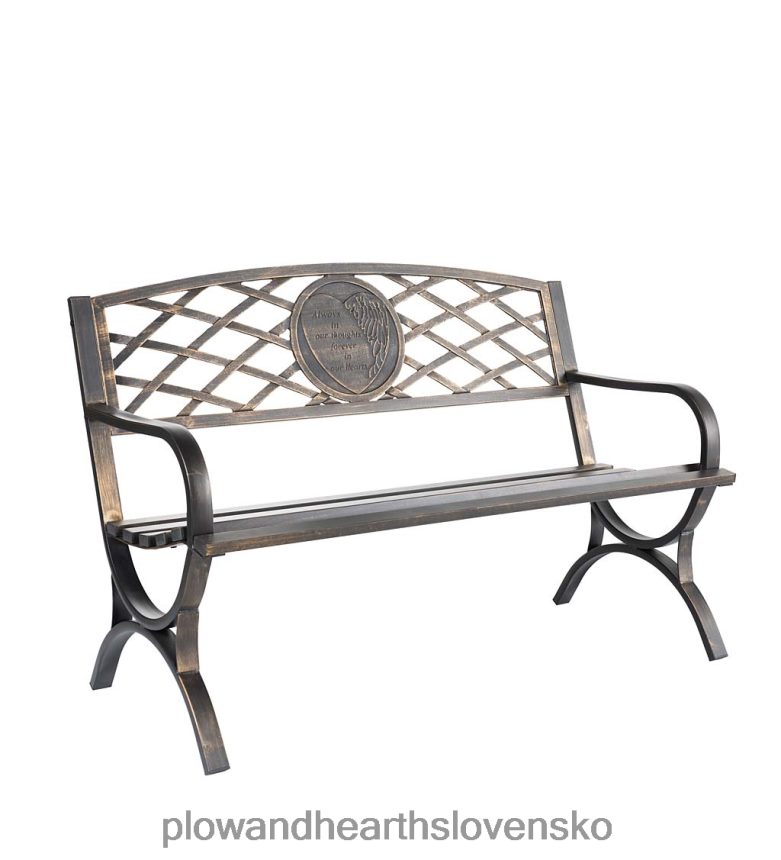 Plow & Hearth kovová záhradná lavička na pamiatku myšlienok a sŕdc 6P208P506 dvor a záhrada