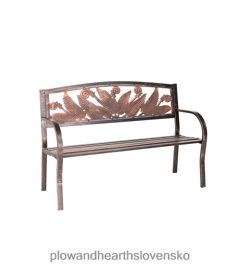 Plow & Hearth papraďové listy kovová záhradná lavica - bronz 6P208P505 dvor a záhrada