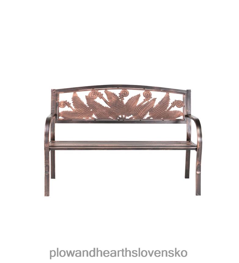 Plow & Hearth papraďové listy kovová záhradná lavica - bronz 6P208P505 dvor a záhrada
