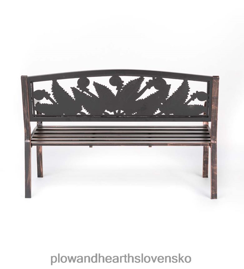 Plow & Hearth papraďové listy kovová záhradná lavica - bronz 6P208P505 dvor a záhrada