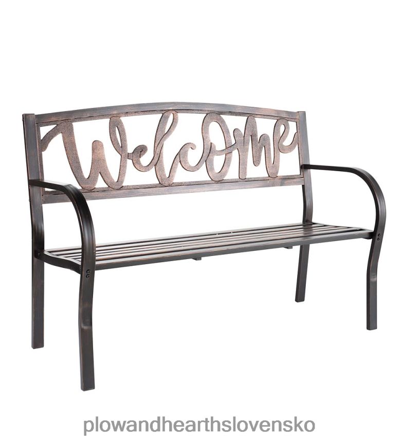 Plow & Hearth vítaná kovová záhradná lavička 6P208P508 dvor a záhrada