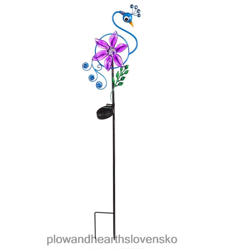 Plow & Hearth bambulový vták solárny záhradný kôl - plameniak 6P208P134 dvor a záhrada