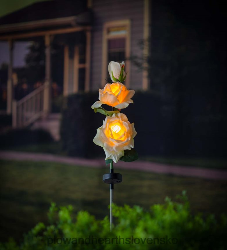 Plow & Hearth žltá ruža solárny záhradný podiel 6P208P245 dvor a záhrada