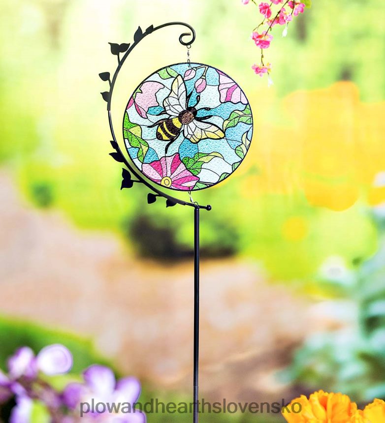 Plow & Hearth sklenený čmeliak záhradný kôl 6P208P197 dvor a záhrada