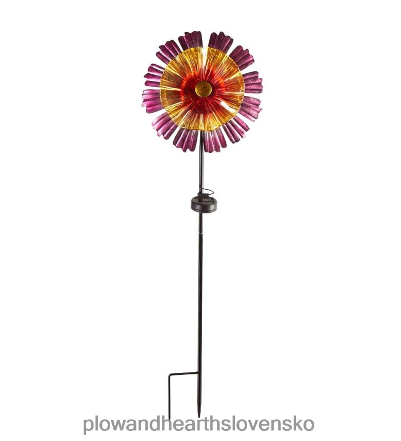 Plow & Hearth solárne umelecké sklo kvetinový záhradný kôl - fialový 6P208P236 dvor a záhrada