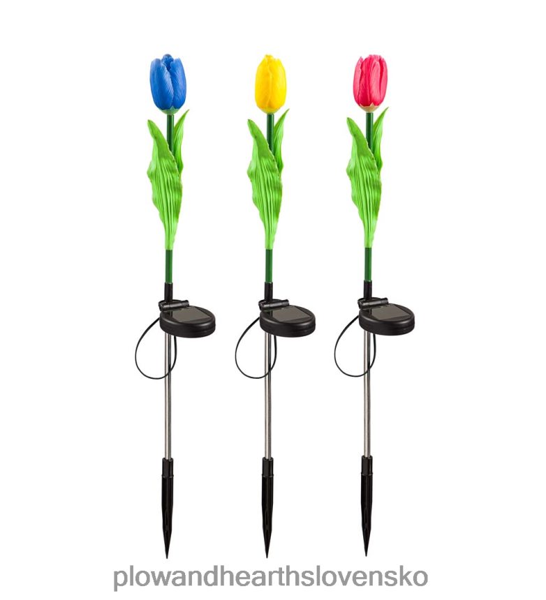 Plow & Hearth solárny tulipán záhradný kôl - žltý 6P208P240 dvor a záhrada