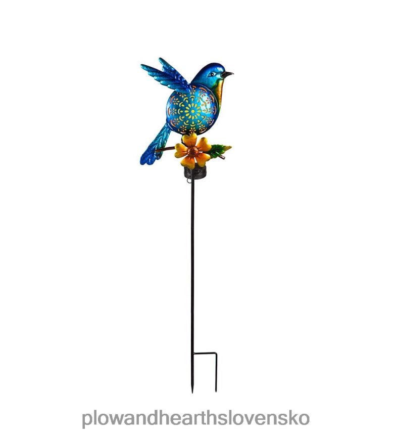 Plow & Hearth solárny vtáčí záhradný kôl - žltý 6P208P434 dvor a záhrada