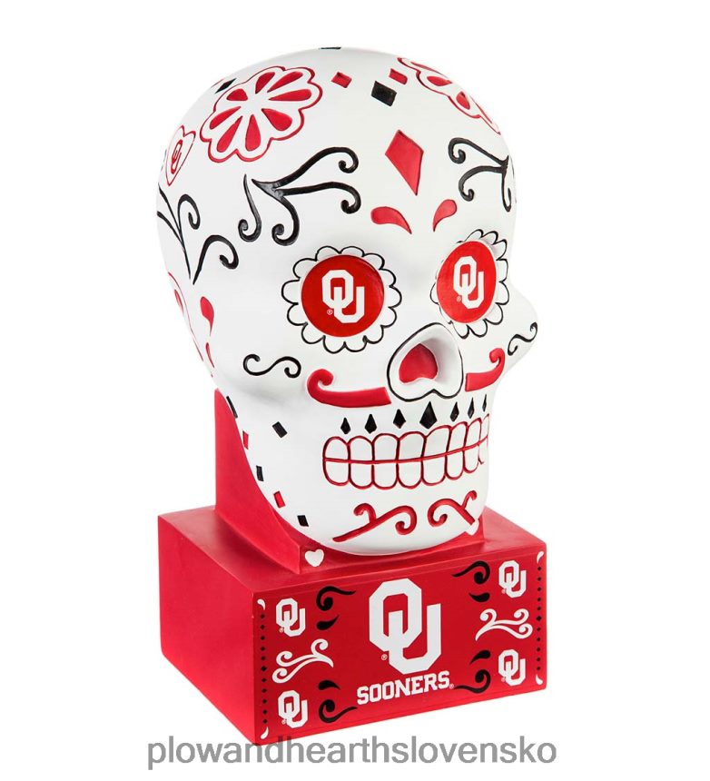 Plow & Hearth Socha cukrovej lebky na univerzite v Oklahome 6P208P387 dvor a záhrada