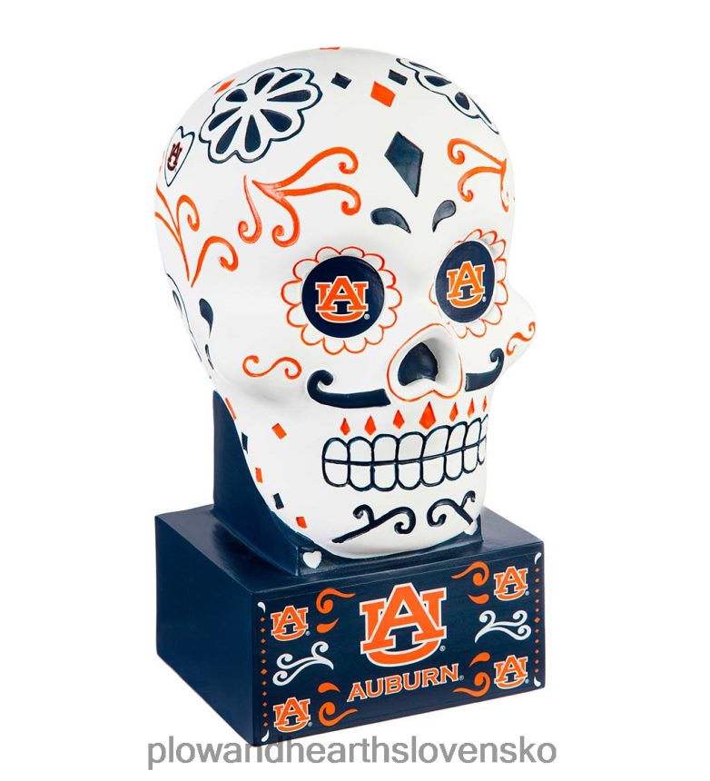 Plow & Hearth gaštanová univerzitná cukrová socha lebky 6P208P307 dvor a záhrada