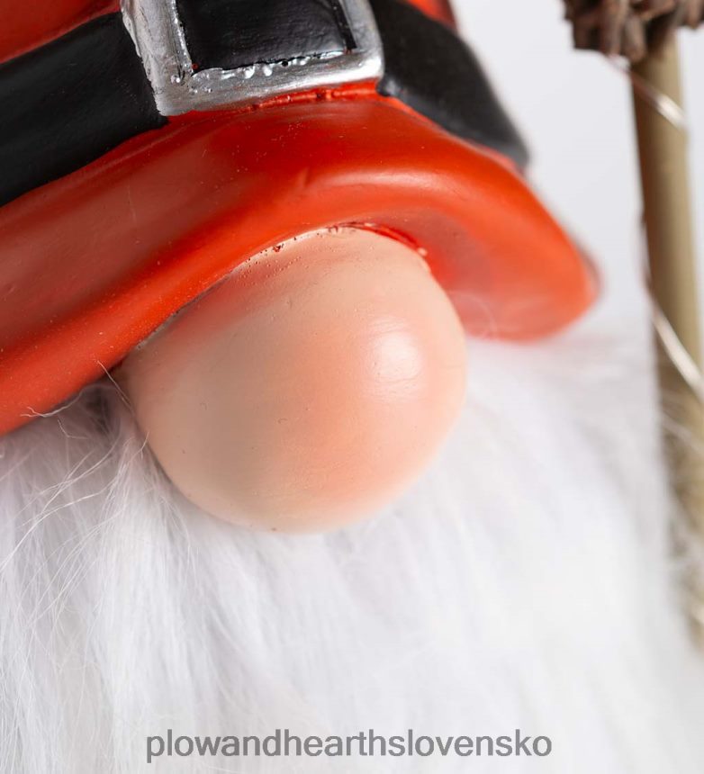 Plow & Hearth halloween trpaslík so zapálenou metlou a bradou meniacou farbu - fialová 6P208P427 dvor a záhrada