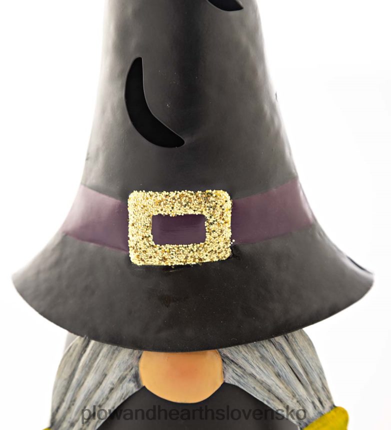 Plow & Hearth osvetlený halloweenský čarodejnícky trpaslík - čierny 6P208P429 dvor a záhrada