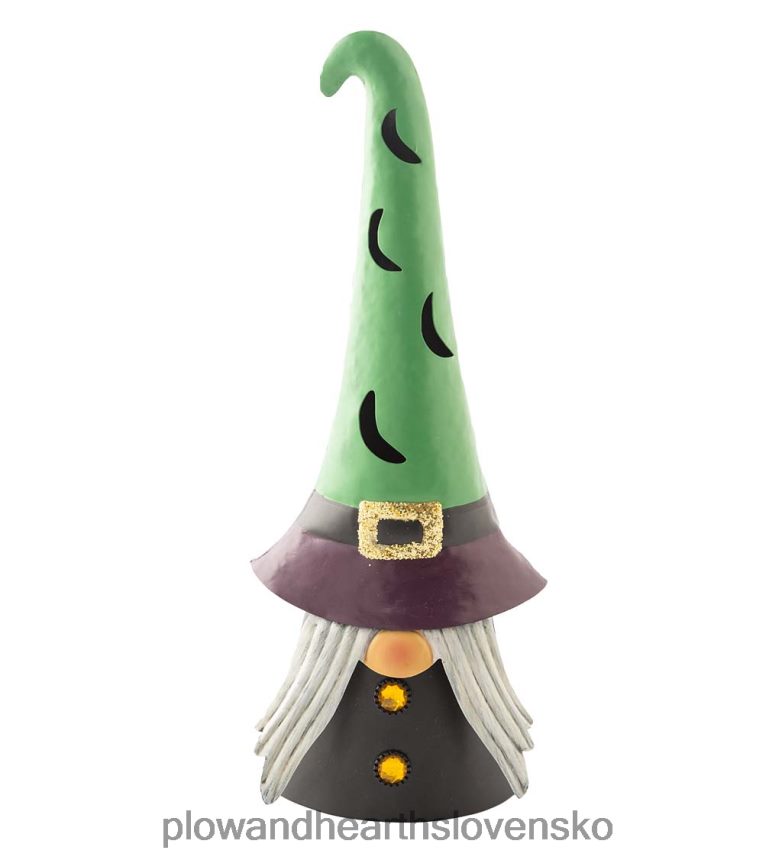 Plow & Hearth osvetlený halloweenský čarodejnícky trpaslík - čierny 6P208P429 dvor a záhrada