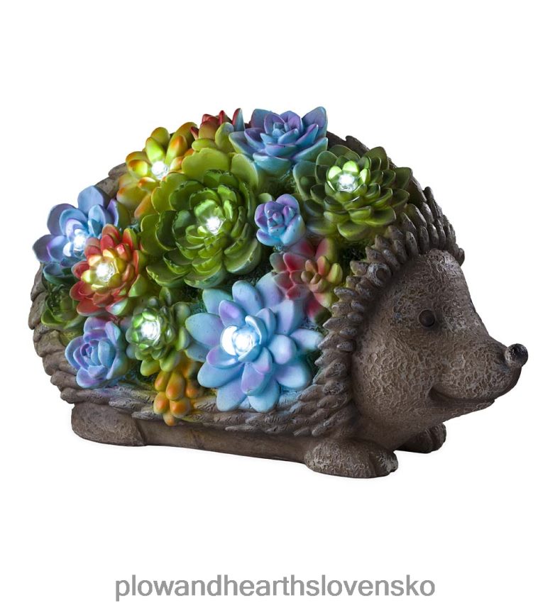 Plow & Hearth solárne osvetlené sukulentné živicové zviera záhradná socha - ježko 6P208P221 dvor a záhrada