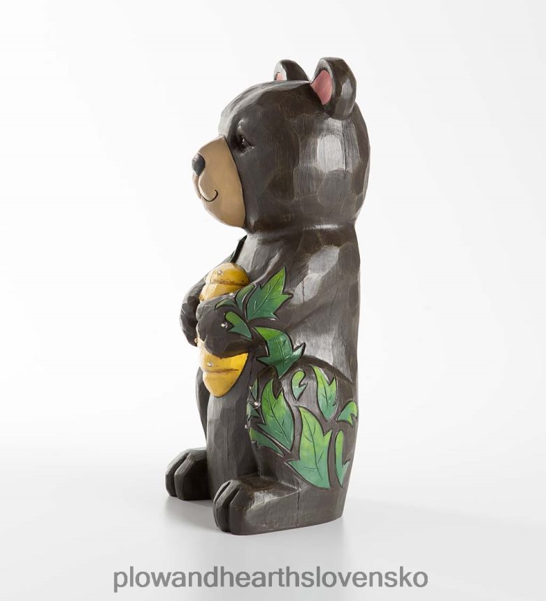 Plow & Hearth vnútorná/vonkajšia osvetlená socha čierneho medveďa a medovníka 6P208P297 dvor a záhrada