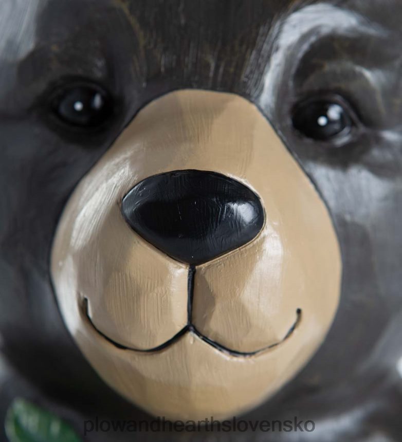 Plow & Hearth vnútorná/vonkajšia osvetlená socha čierneho medveďa a medovníka 6P208P297 dvor a záhrada