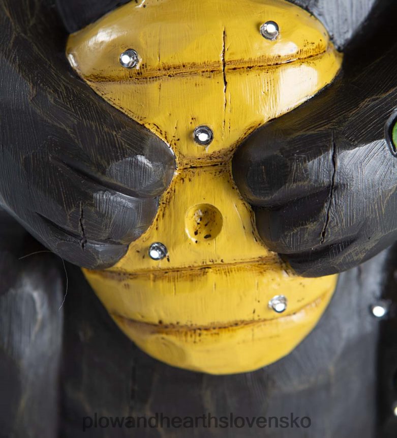 Plow & Hearth vnútorná/vonkajšia osvetlená socha čierneho medveďa a medovníka 6P208P297 dvor a záhrada