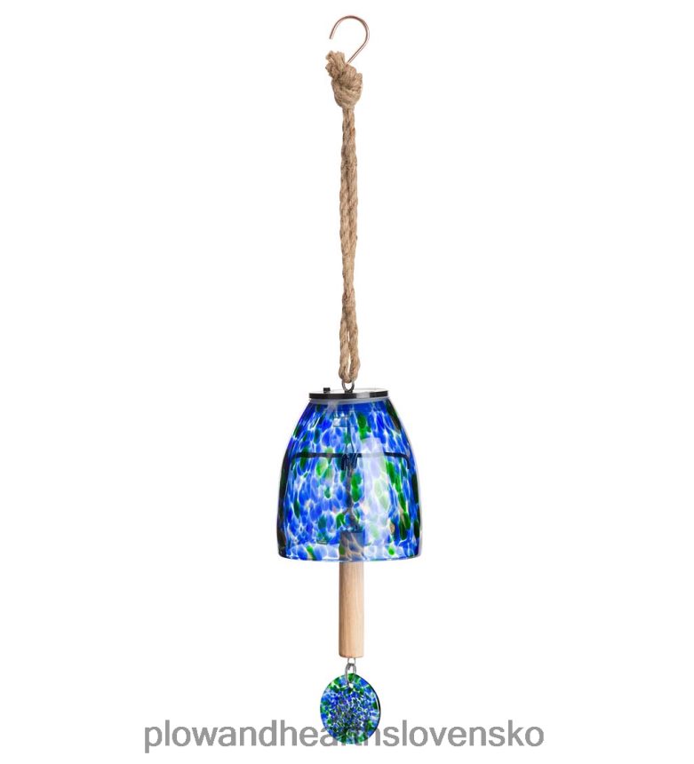 Plow & Hearth solar art sklenená zvonkohra - modrá 6P208P449 dvor a záhrada