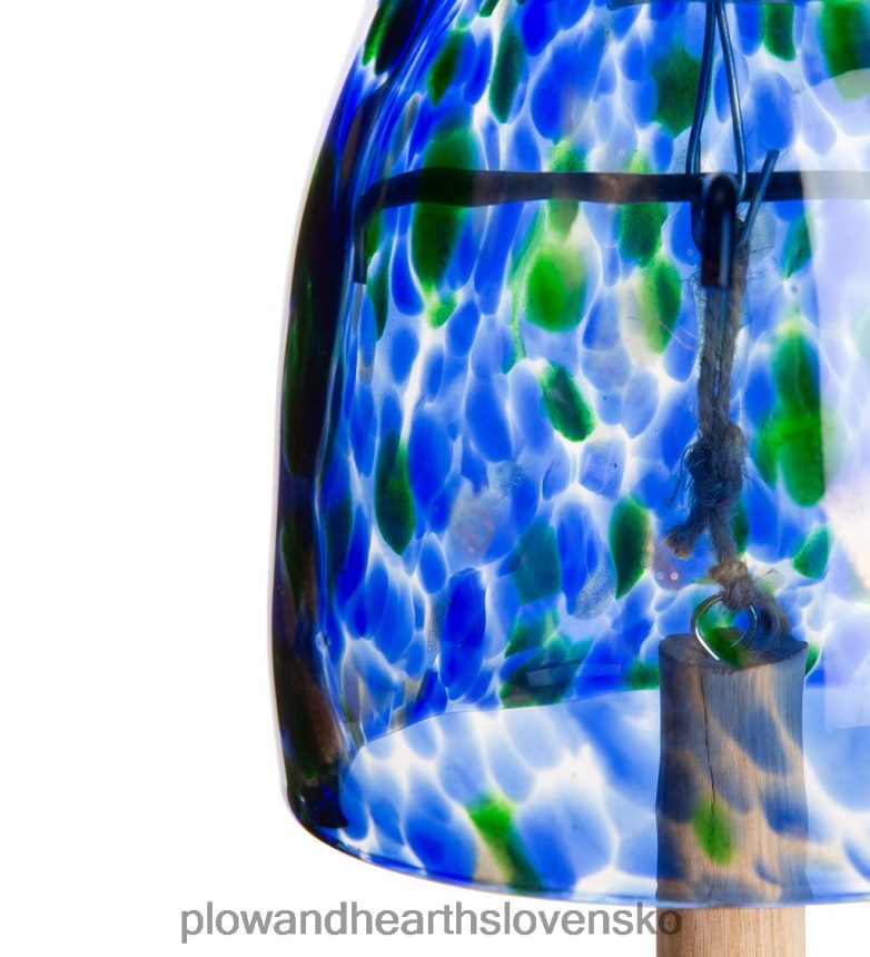 Plow & Hearth solar art sklenená zvonkohra - modrá 6P208P449 dvor a záhrada