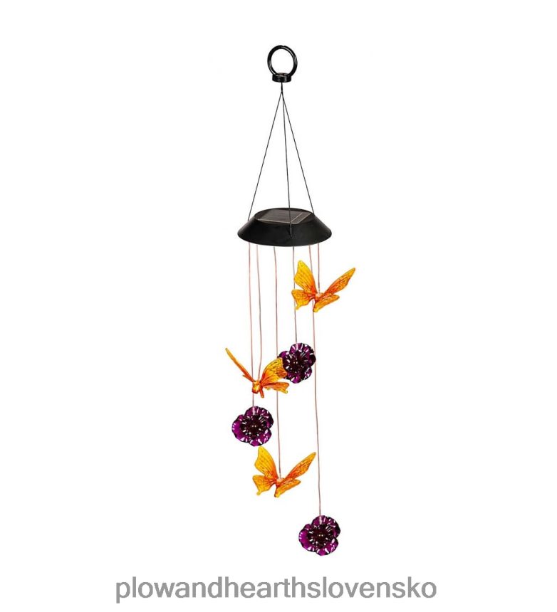 Plow & Hearth záhradní kamaráti solárny mobil meniaci farbu - motýle a kvety 6P208P452 dvor a záhrada