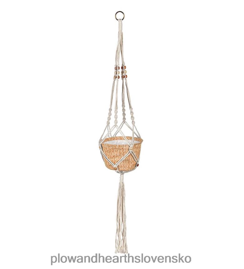 Plow & Hearth Látkový kvetináč olivia s držiakom na makramé - modrý 6P208P930 dvor a záhrada