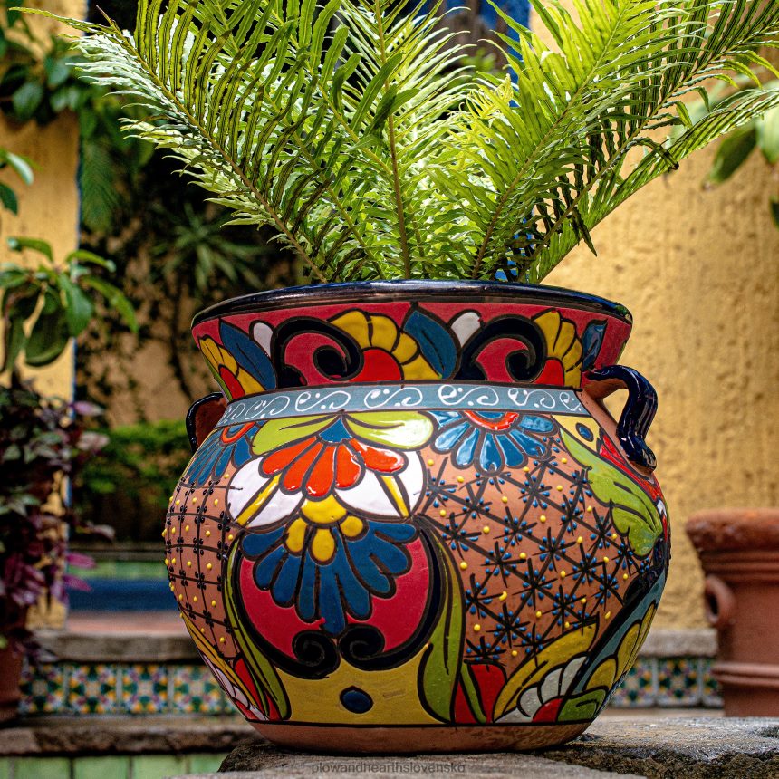 Plow & Hearth extra veľký kvetinový kvetináč talavera chata 6P208P959 dvor a záhrada