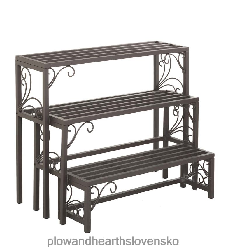 Plow & Hearth hniezdne kovové stojany na rastliny s rolovaním, sada troch kusov 6P208P912 dvor a záhrada