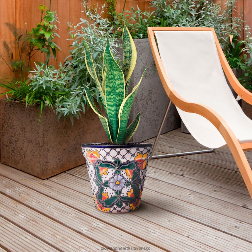 Plow & Hearth kvetináč bielej talavery 6P208P971 dvor a záhrada