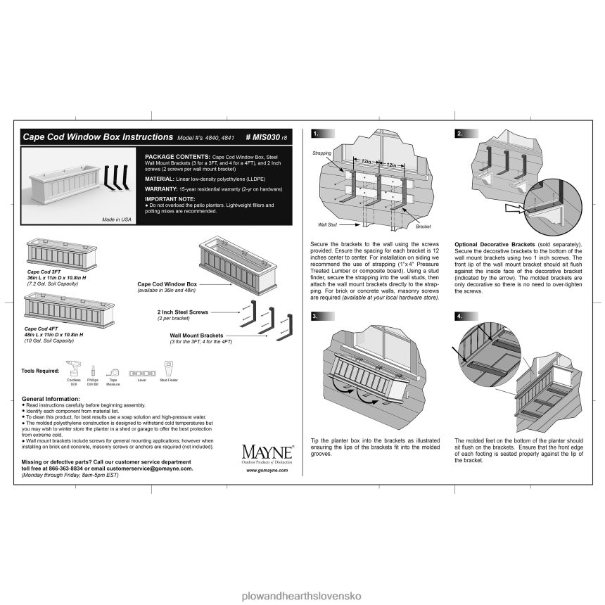Plow & Hearth lexington samozavlažovacie okenné boxy so závesnými konzolami 6P208P925 dvor a záhrada