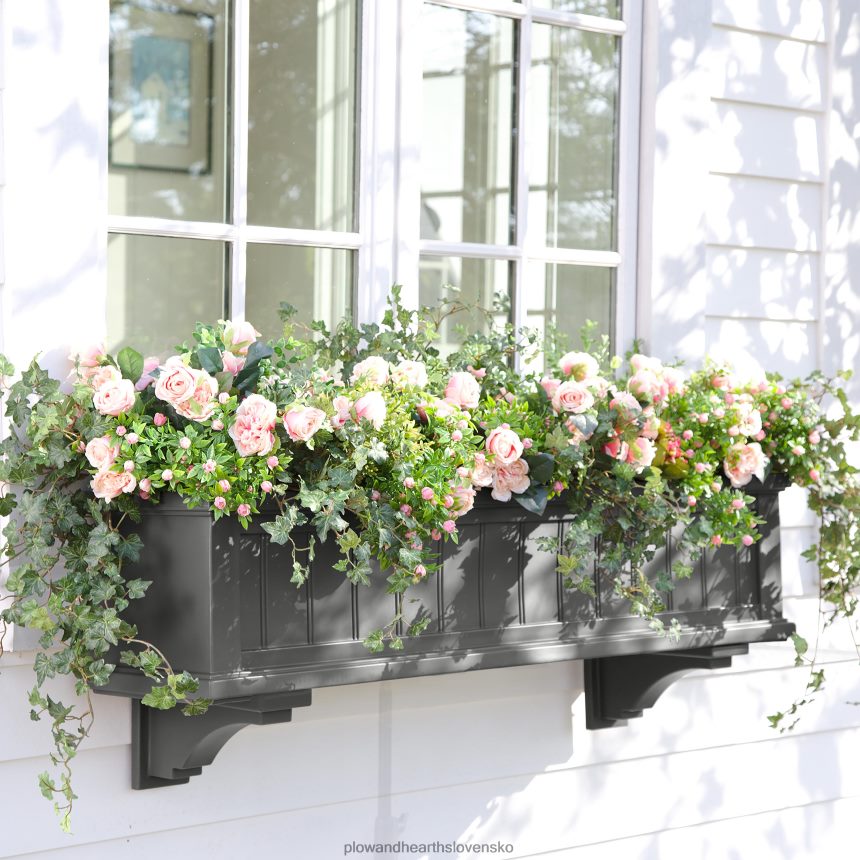 Plow & Hearth lexington samozavlažovacie okenné boxy so závesnými konzolami 6P208P925 dvor a záhrada