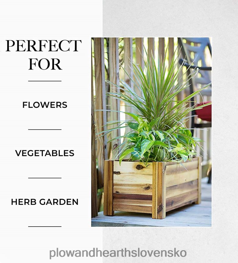 Plow & Hearth obdĺžnikový kvetináč z akáciového dreva 6P208P918 dvor a záhrada