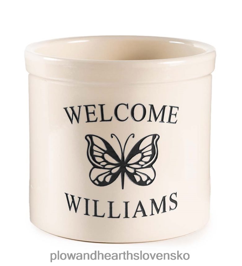 Plow & Hearth personalizovaný kameninový uvítací hrniec s motýľom - čierny 6P208P975 dvor a záhrada