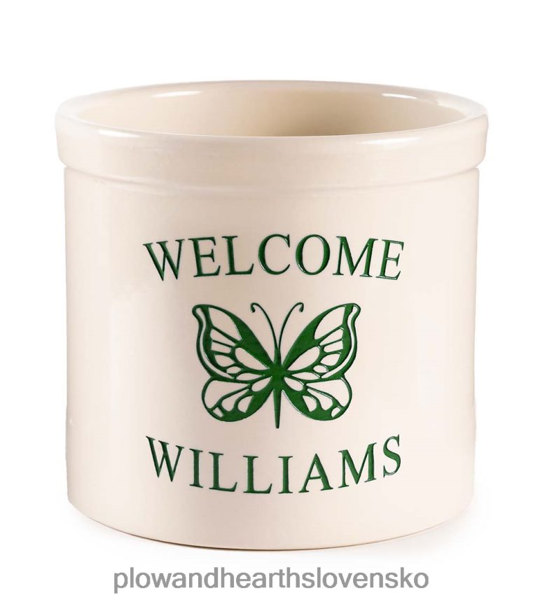 Plow & Hearth personalizovaný kameninový uvítací hrniec s motýľom - čierny 6P208P975 dvor a záhrada