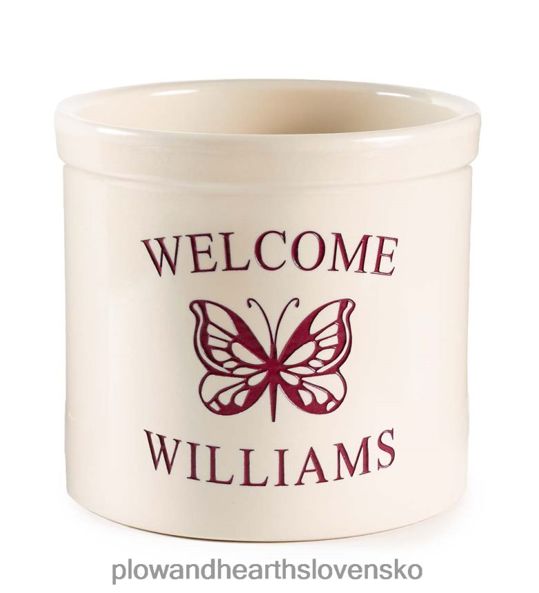 Plow & Hearth personalizovaný kameninový uvítací hrniec s motýľom - čierny 6P208P975 dvor a záhrada