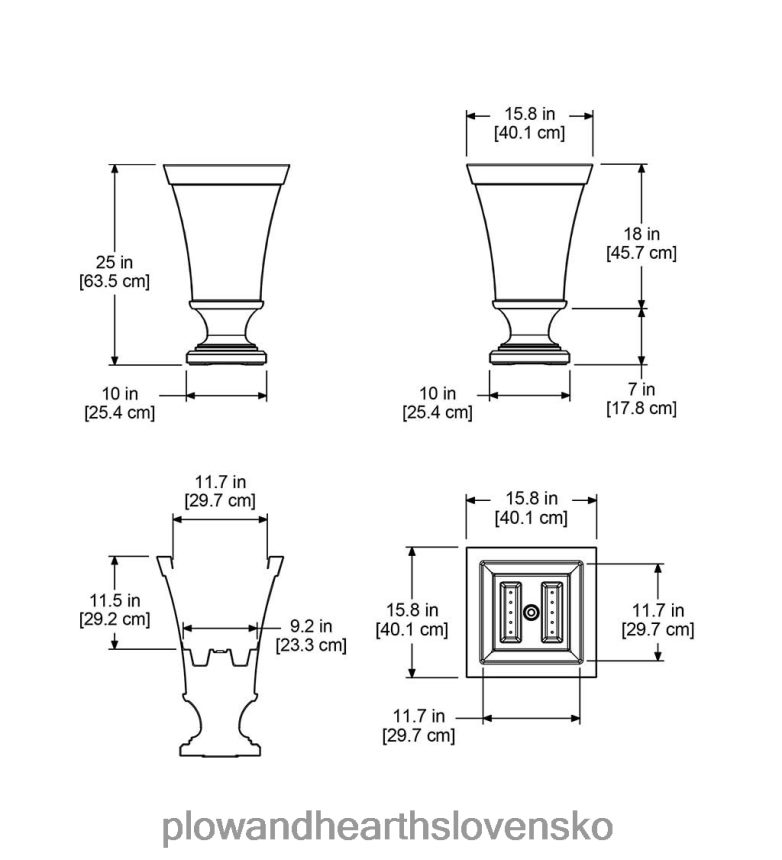 Plow & Hearth richmond samozavlažovací podstavec na urny - biely 6P208P913 dvor a záhrada
