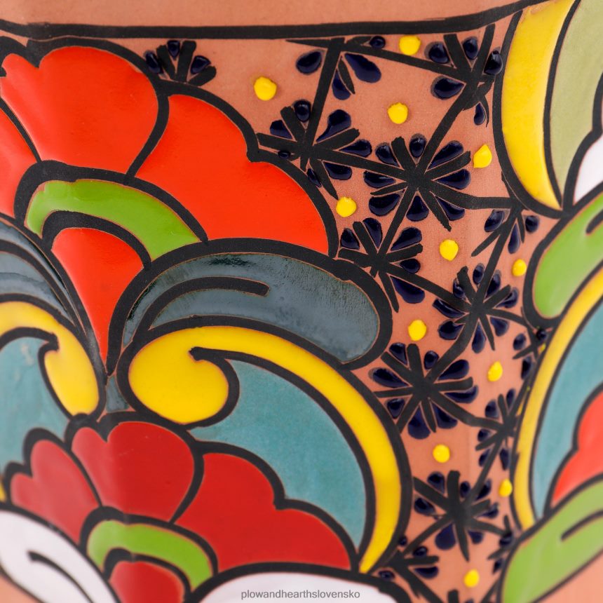 Plow & Hearth stredná osemuholníková talavera váza na kvety 6P208P957 dvor a záhrada