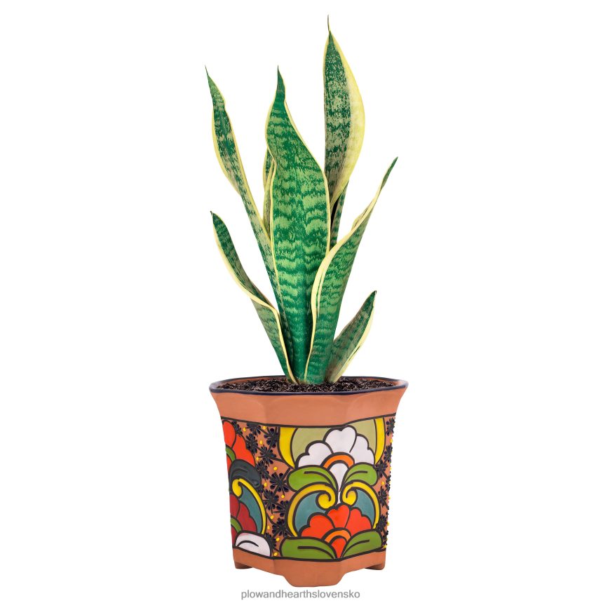 Plow & Hearth stredná osemuholníková talavera váza na kvety 6P208P957 dvor a záhrada