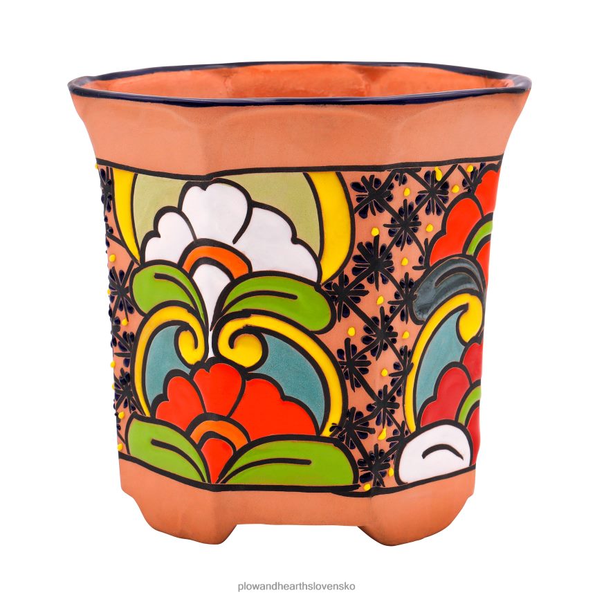 Plow & Hearth stredná osemuholníková talavera váza na kvety 6P208P957 dvor a záhrada