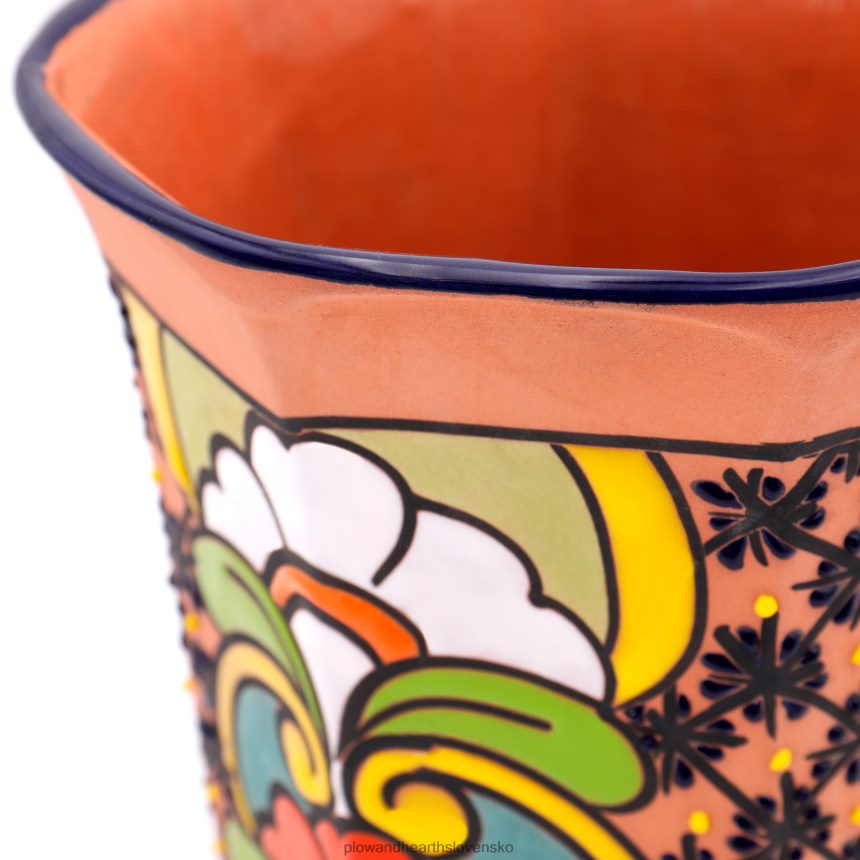 Plow & Hearth stredná osemuholníková talavera váza na kvety 6P208P957 dvor a záhrada