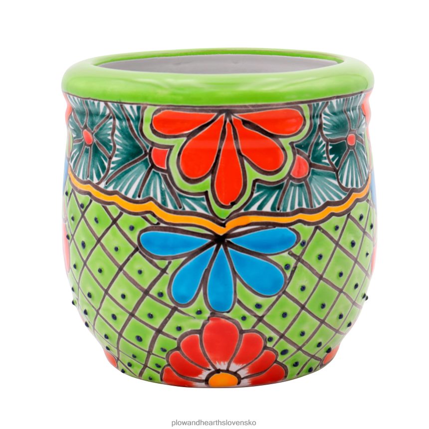 Plow & Hearth stredná zelená talaverová kvetináč 6P208P955 dvor a záhrada