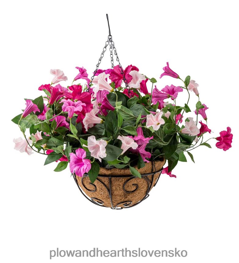 Plow & Hearth umelá petúnia závesný košík - fialový 6P208P968 dvor a záhrada